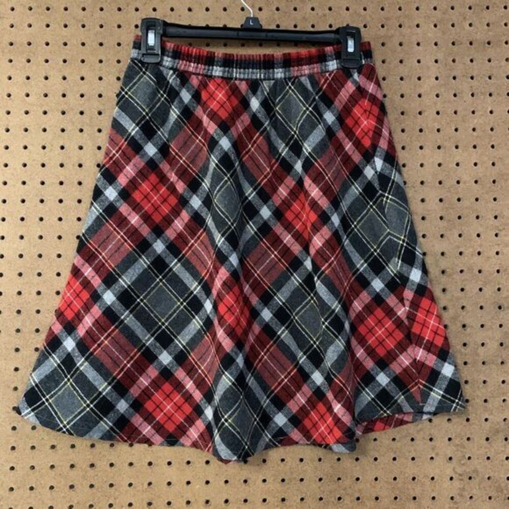 VTG‎ Preppy Wool Skater Plaid Skirt Christmas Red Academia Eccobay Medium
